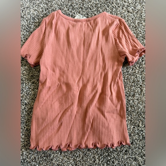 H&M Girls Ribbed Mauve Pink Short Sleeve Top Size 6x - Picture 3 of 3